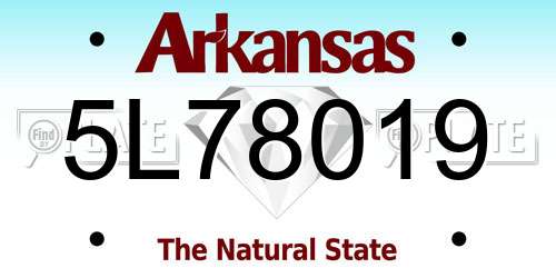 5L78019 Arkansas License Plate