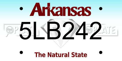 5LB242 Arkansas License Plate