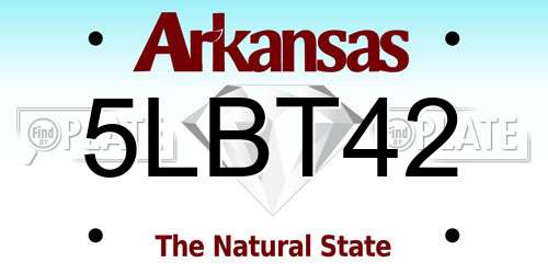 5LBT42 Arkansas License Plate
