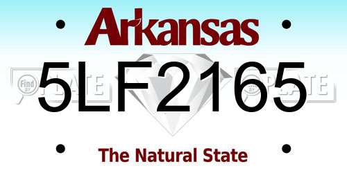 5LF2165 Arkansas License Plate