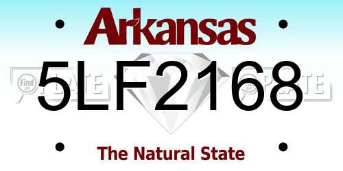 5LF2168 Arkansas License Plate