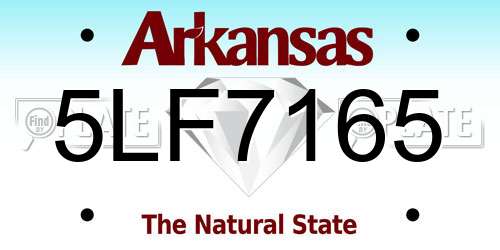 5LF7165 Arkansas License Plate