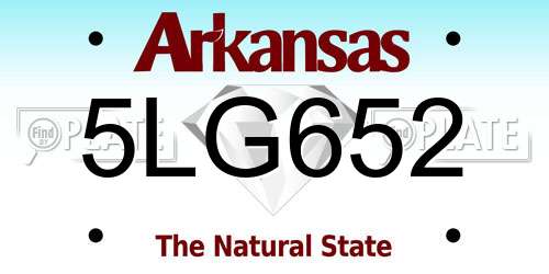 5LG652 Arkansas License Plate