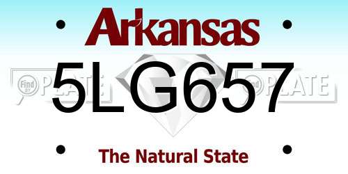 5LG657 Arkansas License Plate