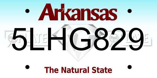 5LHG829 Arkansas License Plate
