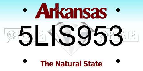 5LIS953 Arkansas License Plate