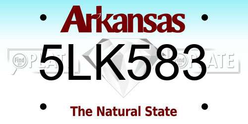 5LK583 Arkansas License Plate