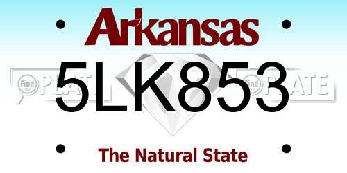 5LK853 Arkansas License Plate