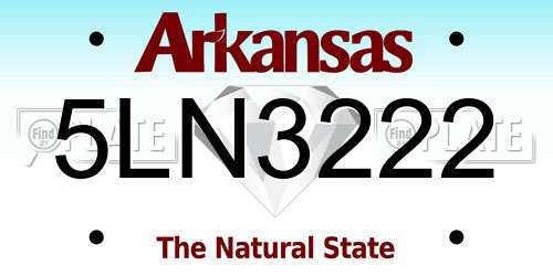 5LN3222 Arkansas License Plate