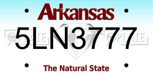 5LN3777 Arkansas License Plate
