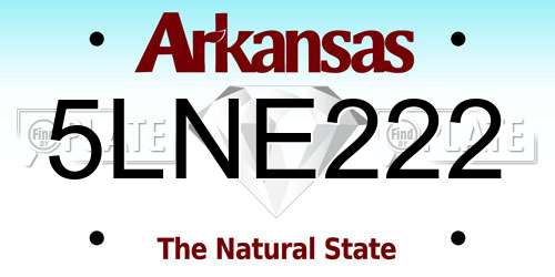 5LNE222 Arkansas License Plate