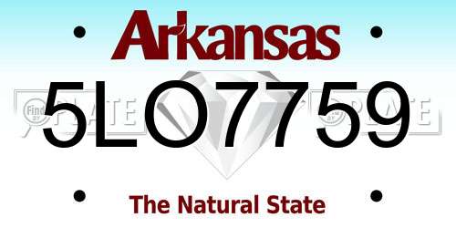 5LO7759 Arkansas License Plate