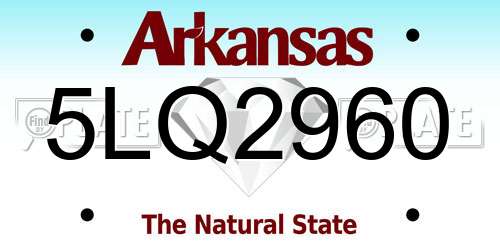 5LQ2960 Arkansas License Plate