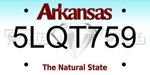 5LQT759 Arkansas License Plate