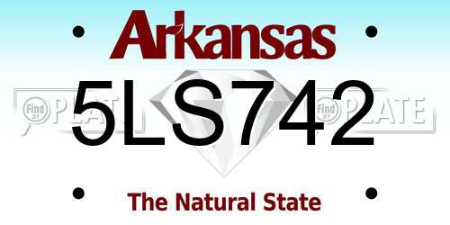 5LS742 Arkansas License Plate