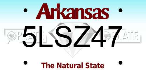 5LSZ47 Arkansas License Plate