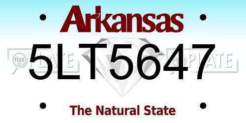 5LT5647 Arkansas License Plate