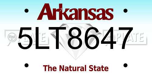 5LT8647 Arkansas License Plate