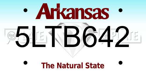 5LTB642 Arkansas License Plate