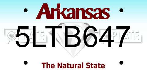 5LTB647 Arkansas License Plate