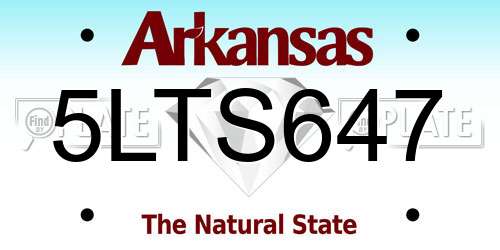 5LTS647 Arkansas License Plate