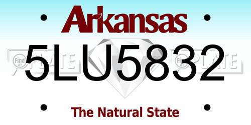 5LU5832 Arkansas License Plate