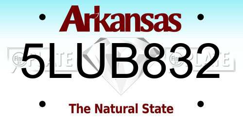 5LUB832 Arkansas License Plate