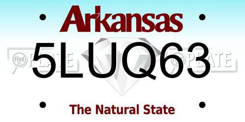 5LUQ63 Arkansas License Plate