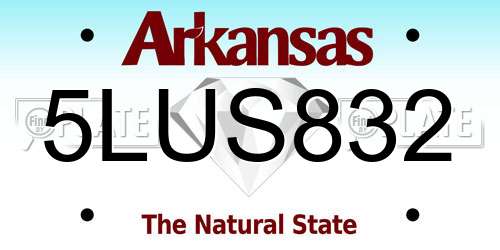 5LUS832 Arkansas License Plate