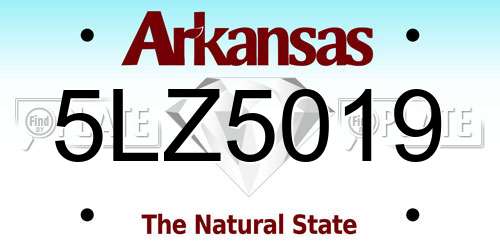 5LZ5019 Arkansas License Plate