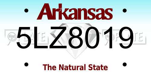 5LZ8019 Arkansas License Plate