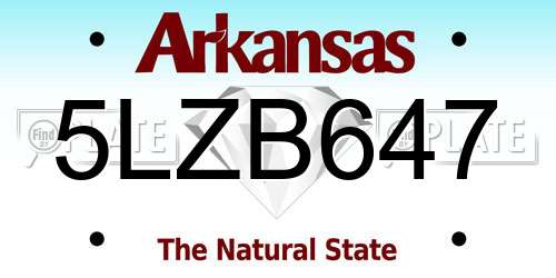 5LZB647 Arkansas License Plate