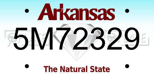 5M72329 Arkansas License Plate
