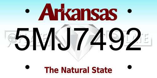 5MJ7492 Arkansas License Plate