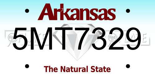 5MT7329 Arkansas License Plate