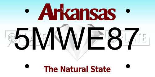 5MWE87 Arkansas License Plate