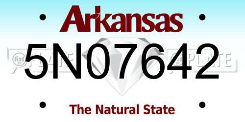 5N07642 Arkansas License Plate