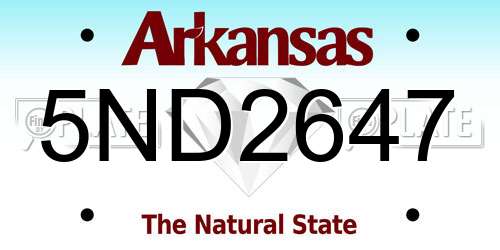 5ND2647 Arkansas License Plate