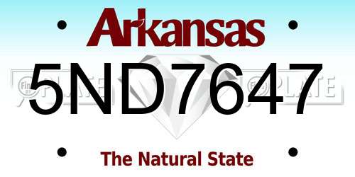 5ND7647 Arkansas License Plate