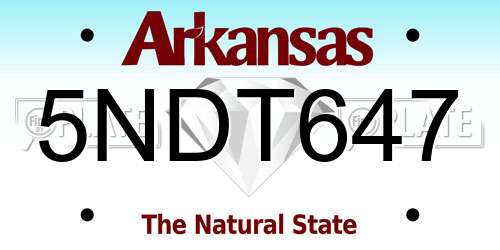 5NDT647 Arkansas License Plate
