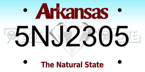 5NJ2305 Arkansas License Plate