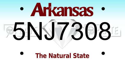 5NJ7308 Arkansas License Plate