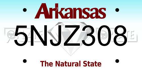 5NJZ308 Arkansas License Plate