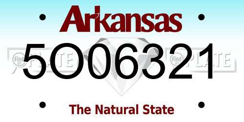 5O06321 Arkansas License Plate