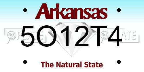 5O12T4 Arkansas License Plate