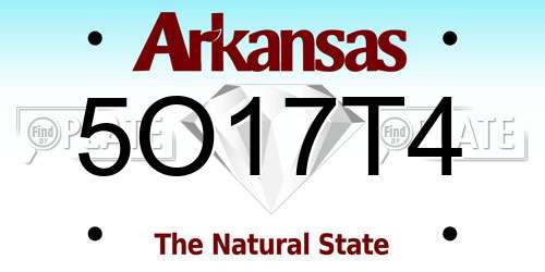 5O17T4 Arkansas License Plate