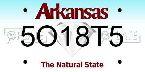 5O18T5 Arkansas License Plate