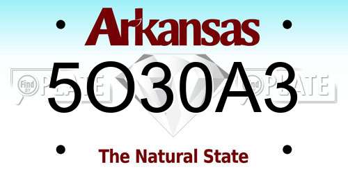 5O30A3 Arkansas License Plate