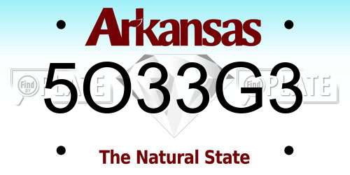 5O33G3 Arkansas License Plate