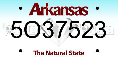 5O37523 Arkansas License Plate